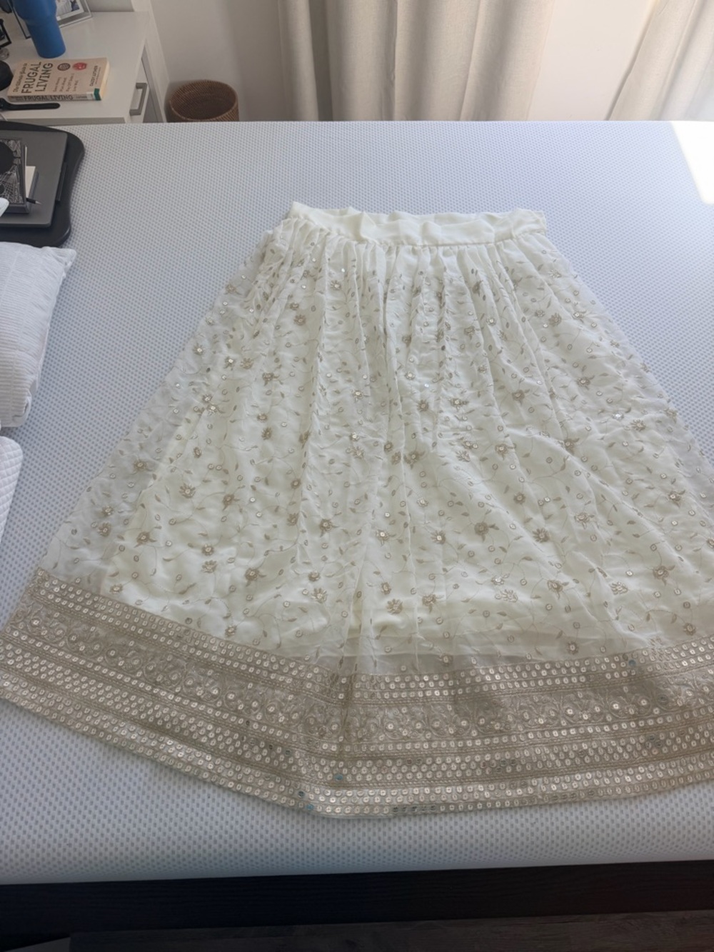 Ethnic Indian Wear Ivory & Gold Embroidered Lehenga Set - Picture 2 of 13